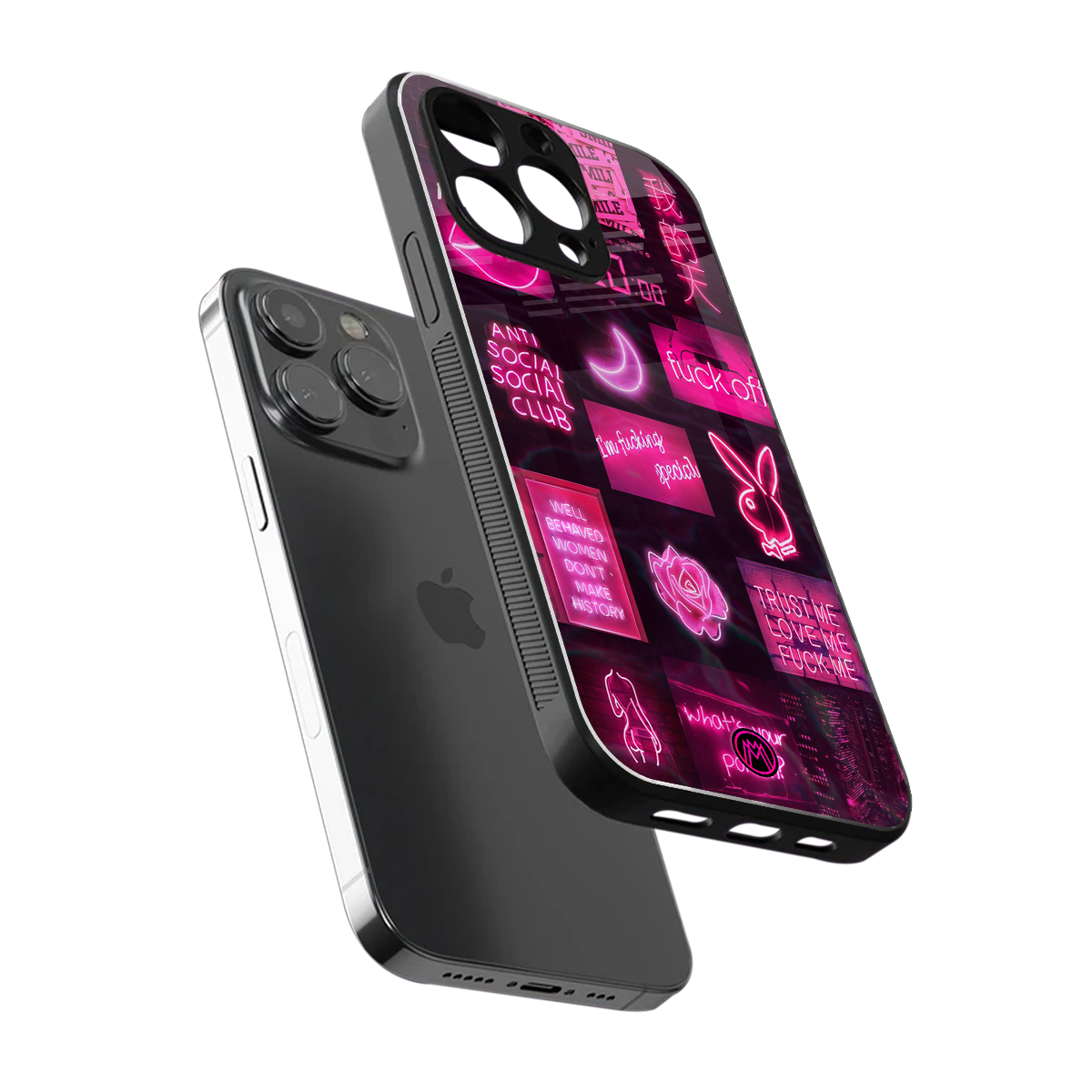 black pink aesthetic collage back phone cover | glass case for iphone 15 pro max