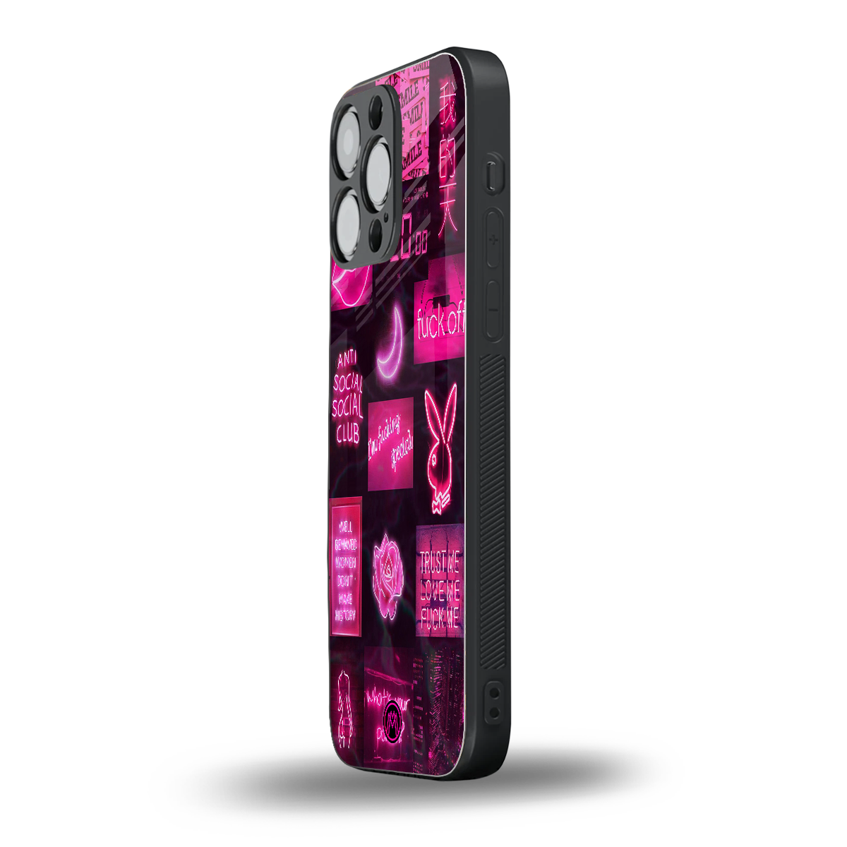 black pink aesthetic collage back phone cover | glass case for iphone 14 pro max