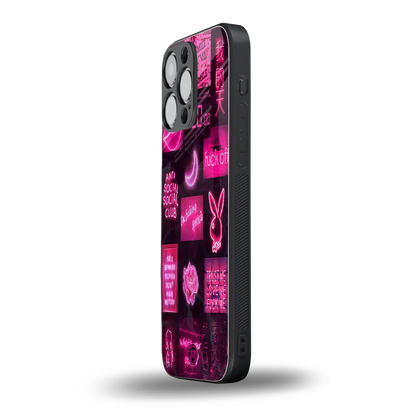 black pink aesthetic collage back phone cover | glass case for iphone 14 pro max