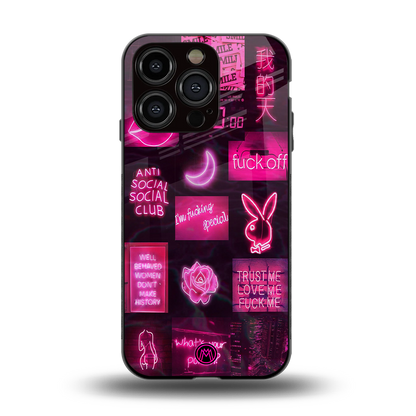 black pink aesthetic collage back phone cover | glass case for iphone 14 pro
