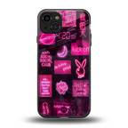 black pink aesthetic collage back phone cover | glass case for iphone 15