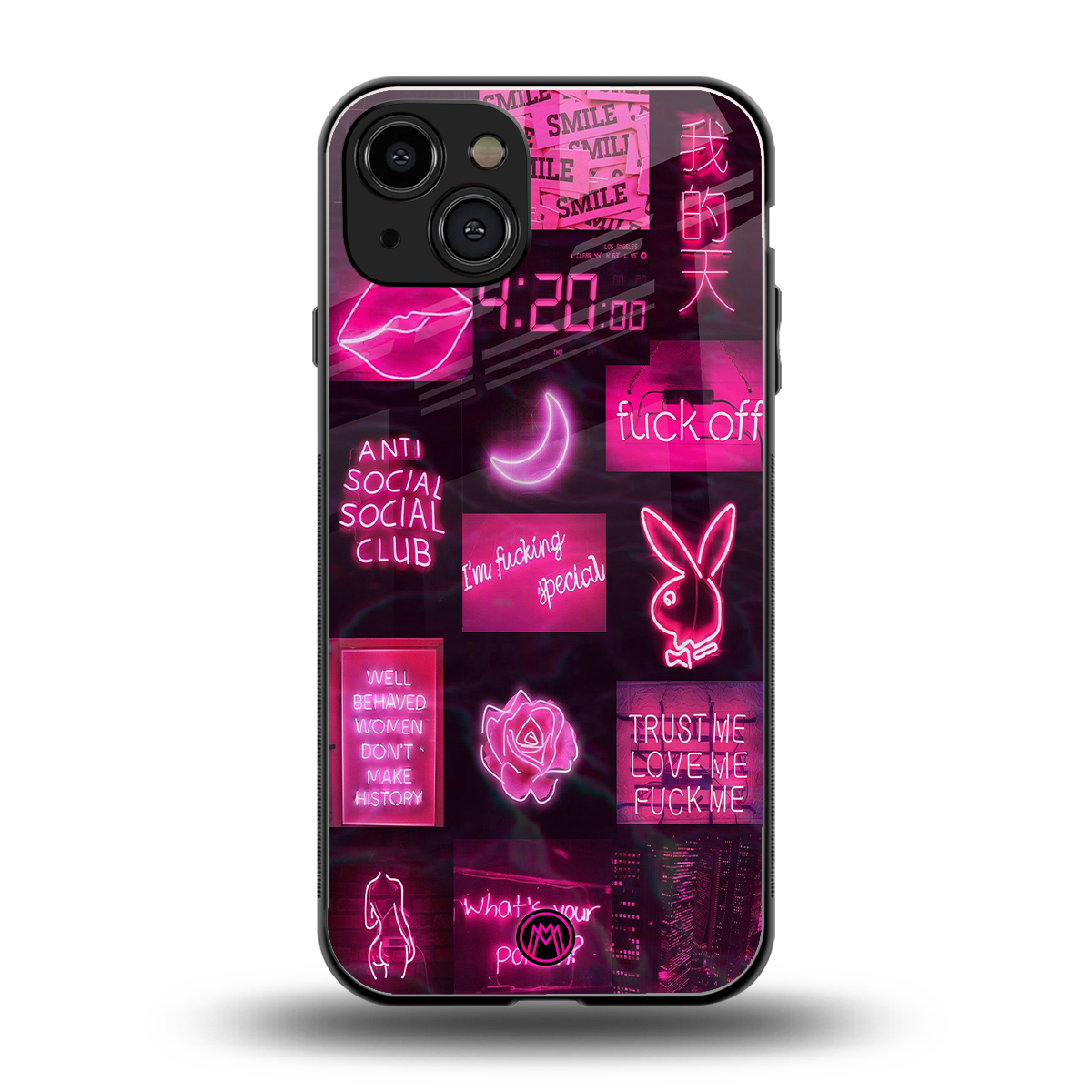 black pink aesthetic collage back phone cover | glass case for iphone 15