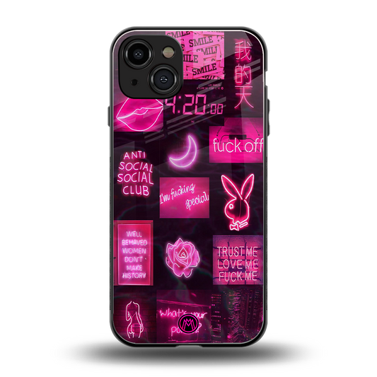 black pink aesthetic collage back phone cover | glass case for iphone 14