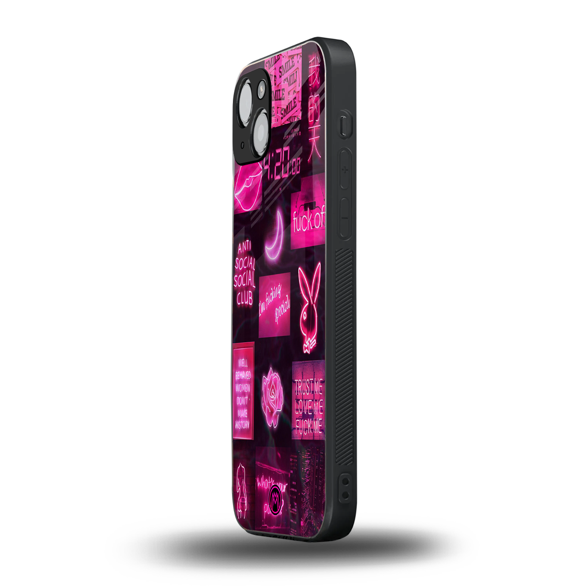 black pink aesthetic collage back phone cover | glass case for iphone 15