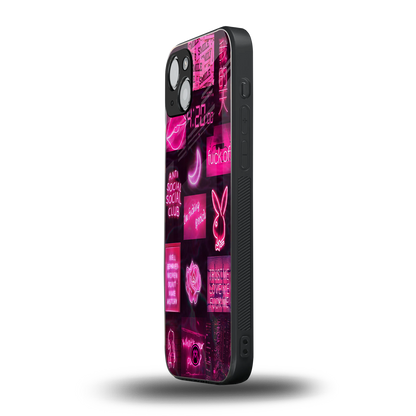 black pink aesthetic collage back phone cover | glass case for iphone 14