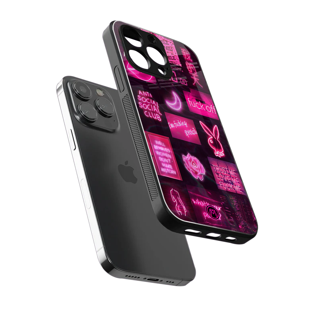 black pink aesthetic collage back phone cover | glass case for iphone 15 pro