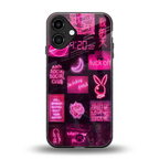 black pink aesthetic collage back phone cover | glass case for iphone 16 plus