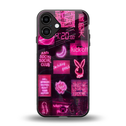 black pink aesthetic collage back phone cover | glass case for iphone 16 plus