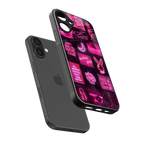 black pink aesthetic collage back phone cover | glass case for iphone 16 plus
