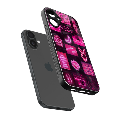 black pink aesthetic collage back phone cover | glass case for iphone 16 plus