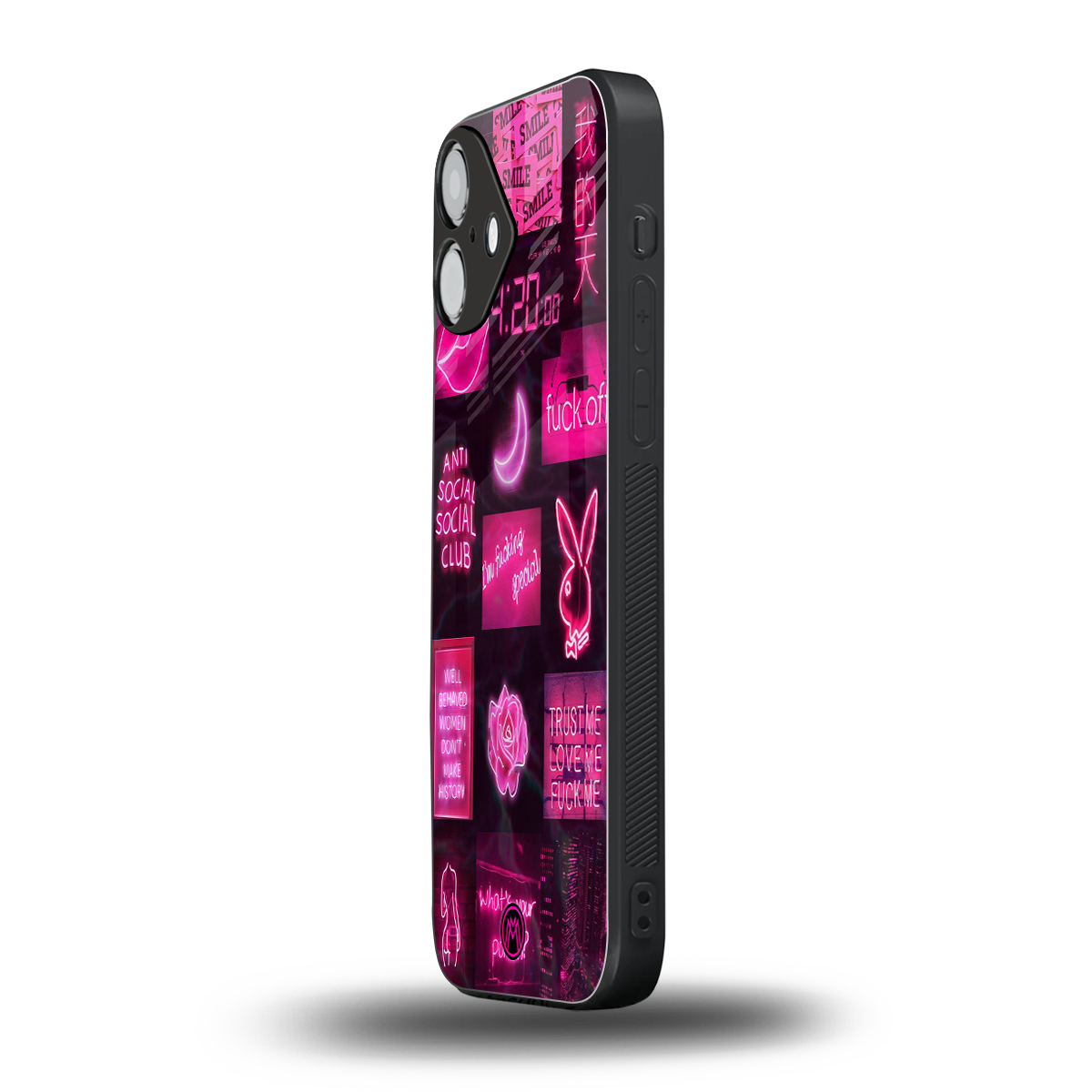 black pink aesthetic collage back phone cover | glass case for iphone 16 plus