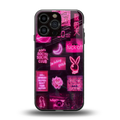 black pink aesthetic collage back phone cover | glass case for iphone 16 pro max