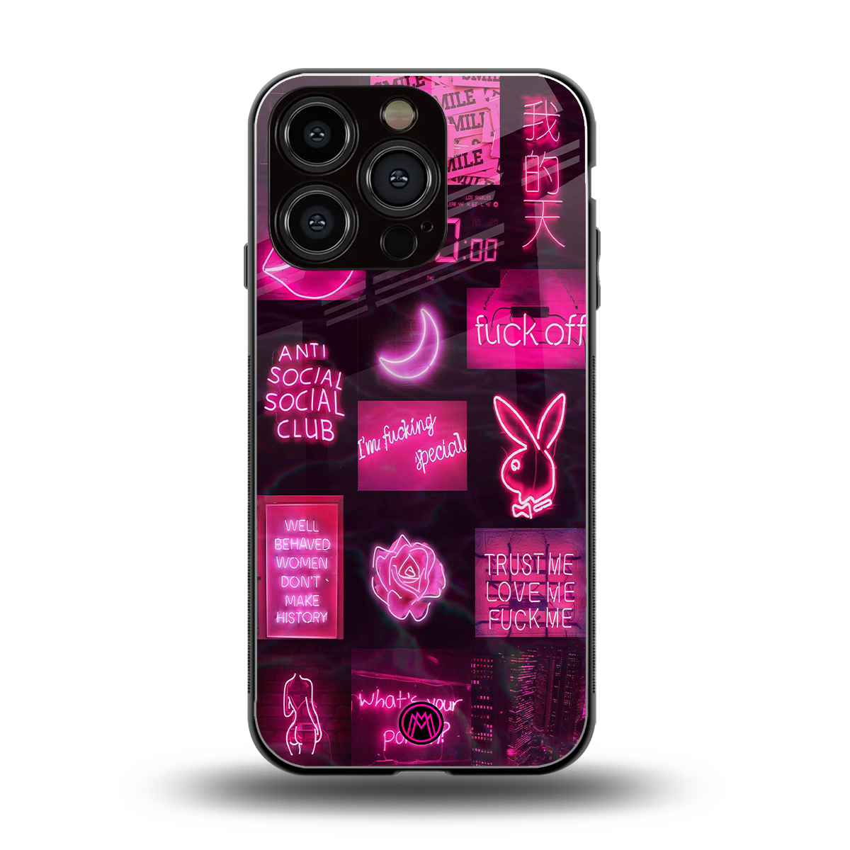 black pink aesthetic collage back phone cover | glass case for iphone 16 pro