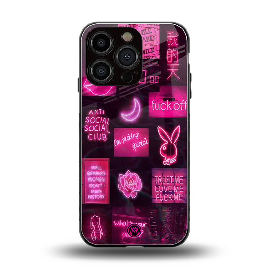 black pink aesthetic collage back phone cover | glass case for iphone 16 pro