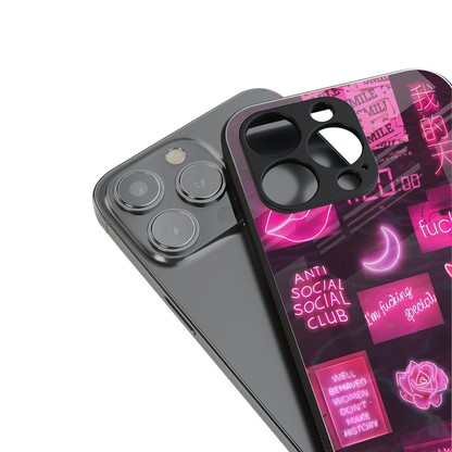 black pink aesthetic collage back phone cover | glass case for iphone 14