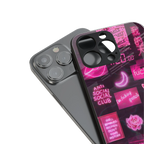 black pink aesthetic collage back phone cover | glass case for iphone 16 plus