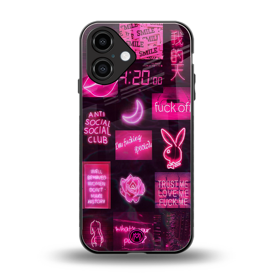 black pink aesthetic collage back phone cover | glass case for iphone 16