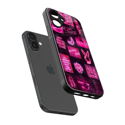 black pink aesthetic collage back phone cover | glass case for iphone 16