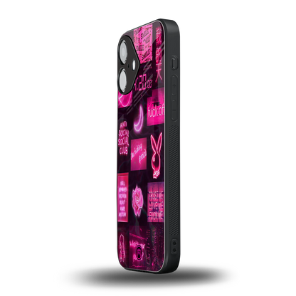 black pink aesthetic collage back phone cover | glass case for iphone 16