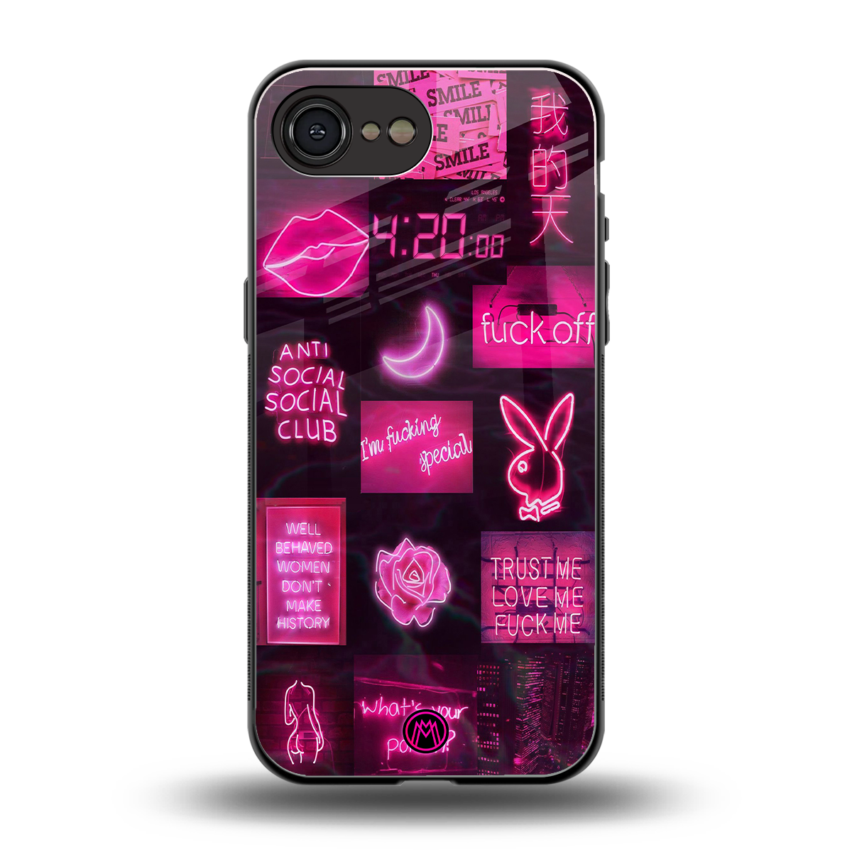black pink aesthetic collage back phone cover | glass case for iphone 16e