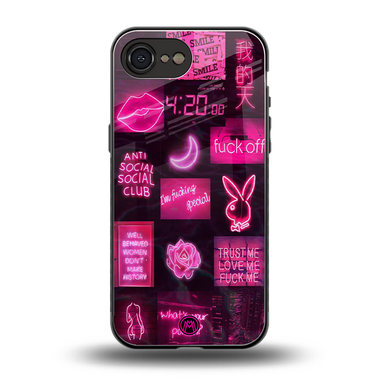 black pink aesthetic collage back phone cover | glass case for iphone 16e