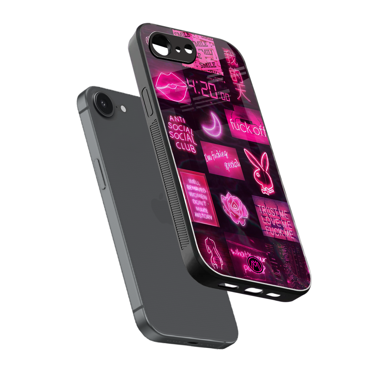 black pink aesthetic collage back phone cover | glass case for iphone 16e