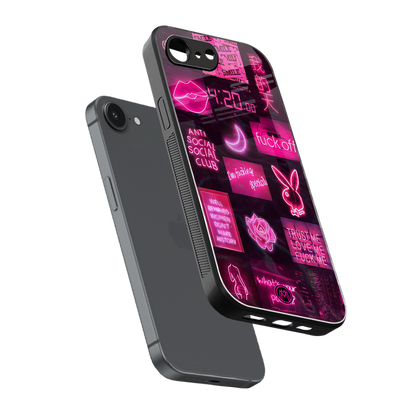 black pink aesthetic collage back phone cover | glass case for iphone 16e