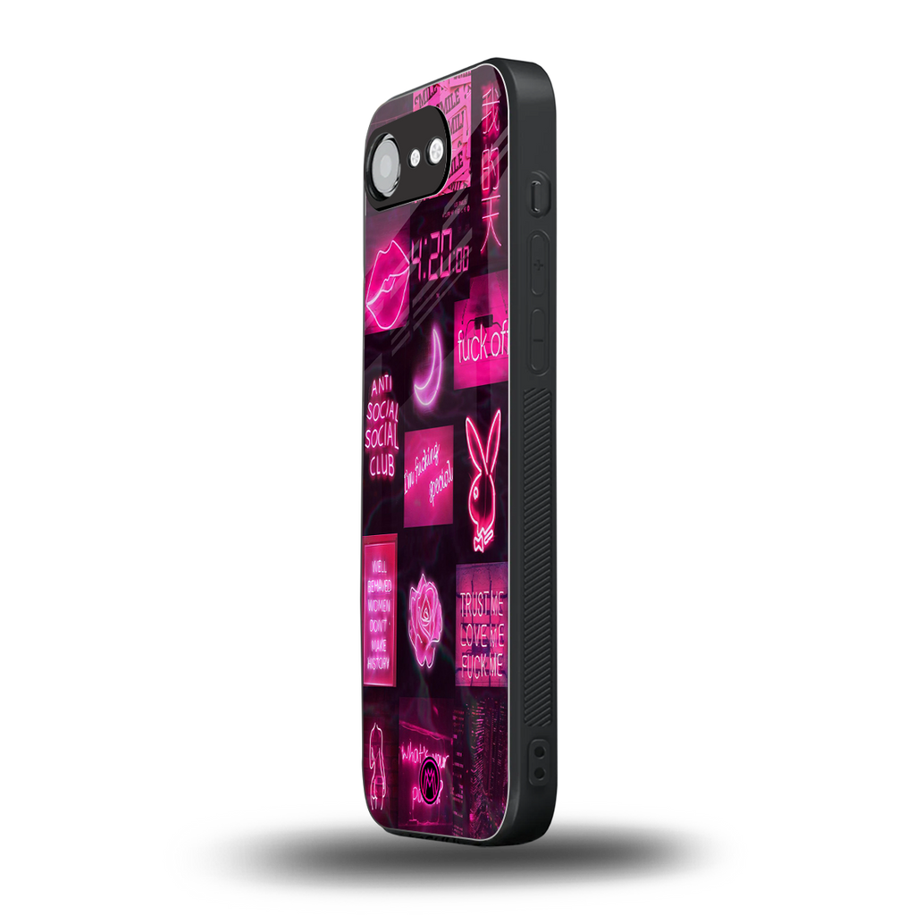 black pink aesthetic collage back phone cover | glass case for iphone 16e