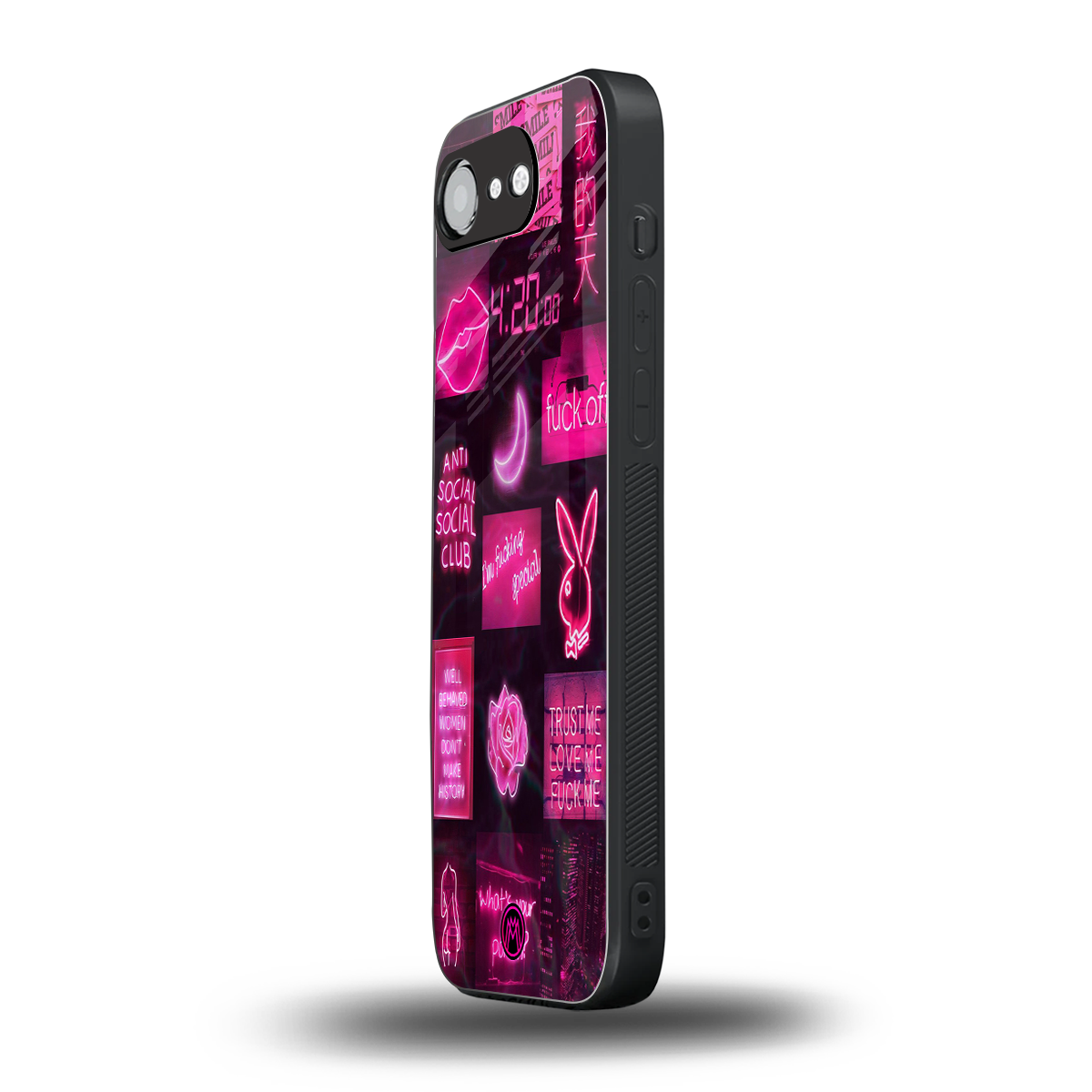 black pink aesthetic collage back phone cover | glass case for iphone 16e