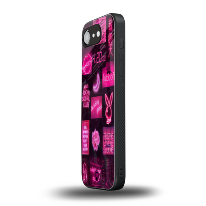 black pink aesthetic collage back phone cover | glass case for iphone 16e