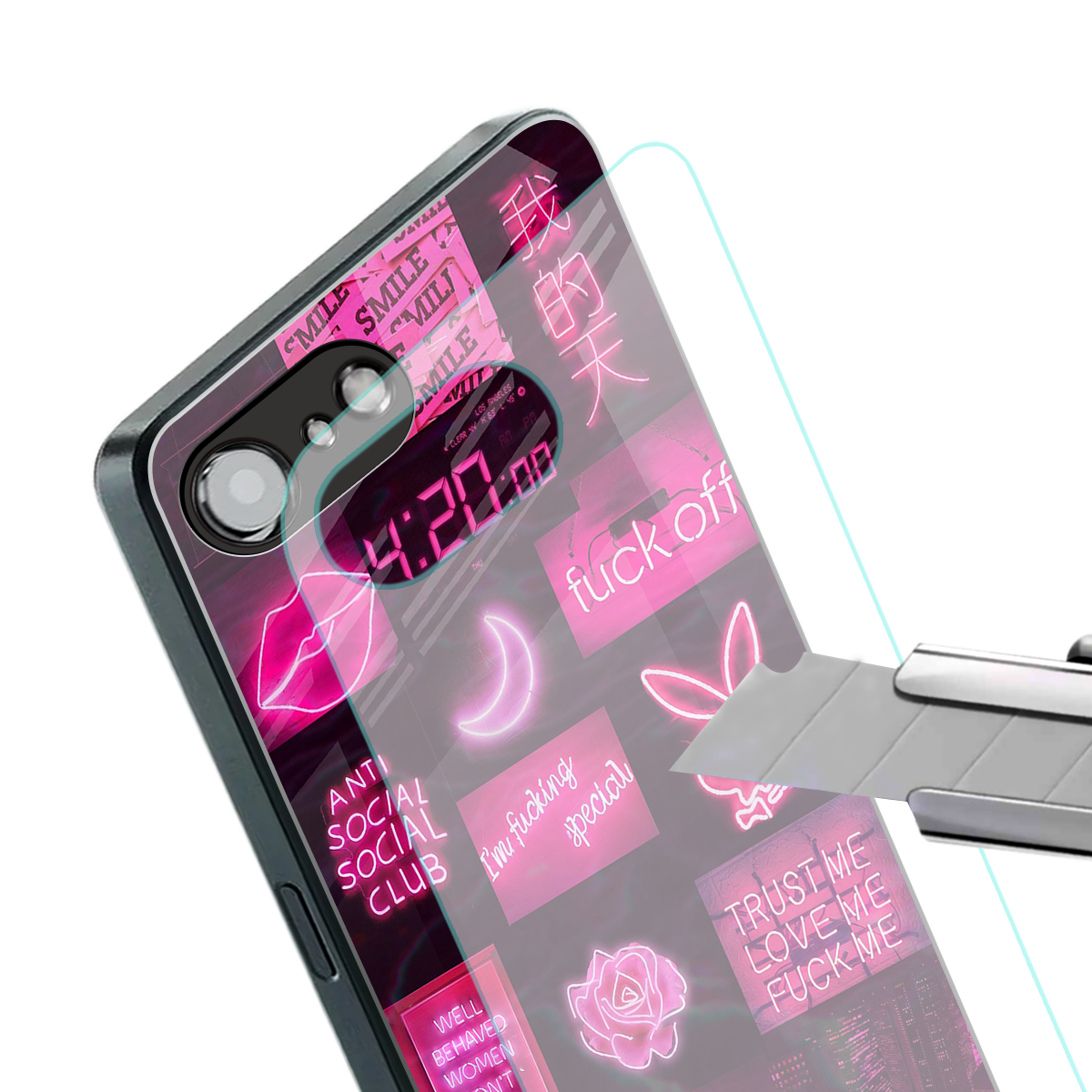 black pink aesthetic collage back phone cover | glass case for iphone 16e