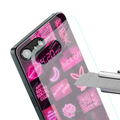 black pink aesthetic collage back phone cover | glass case for iphone 16e