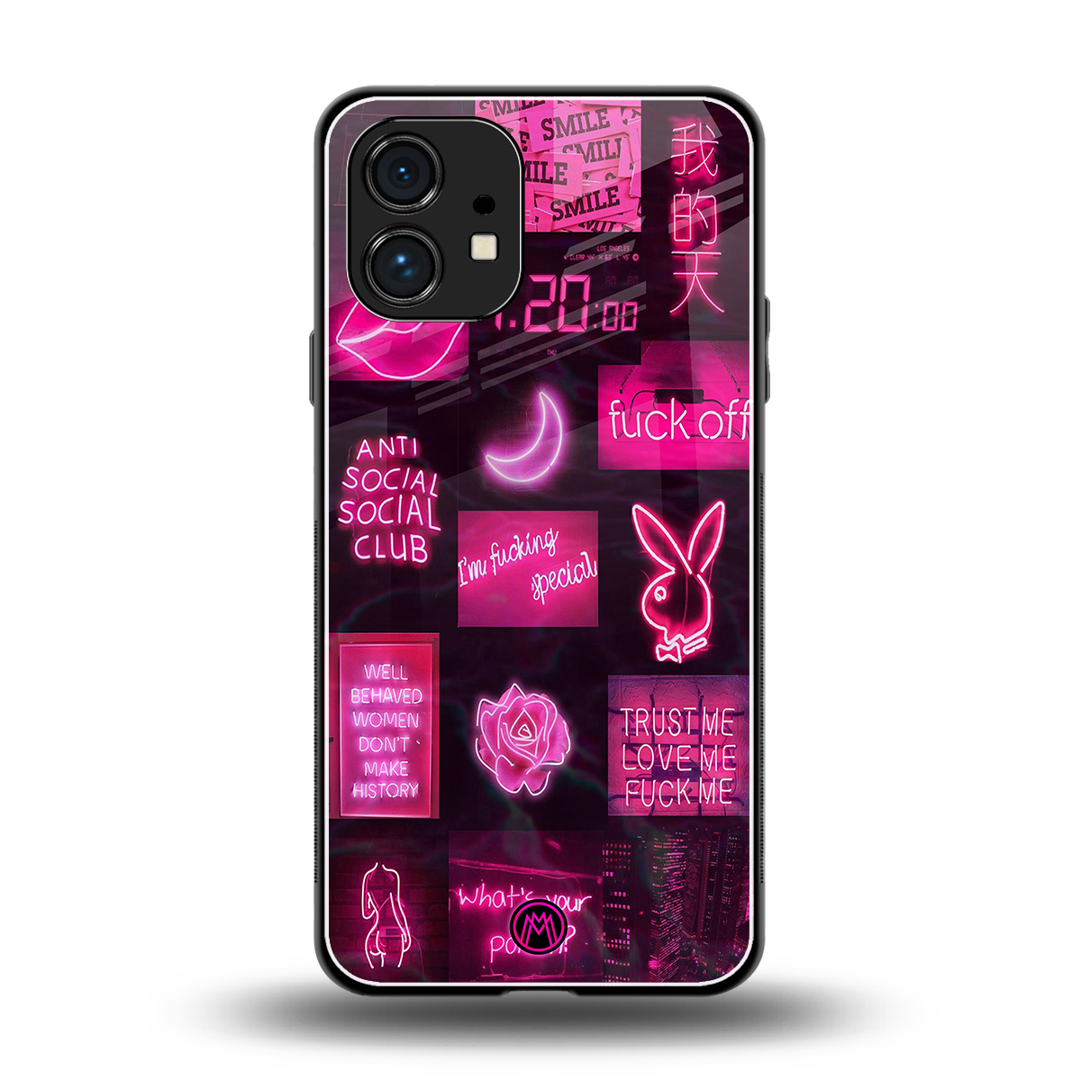 black pink aesthetic collage back phone cover | glass case for nothing phone 1