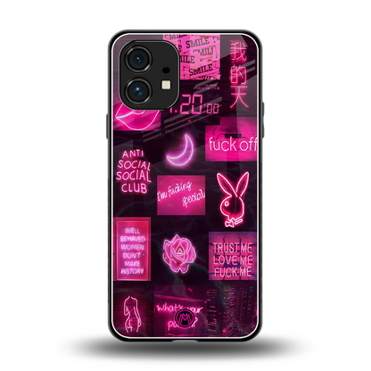 black pink aesthetic collage back phone cover | glass case for nothing phone 1
