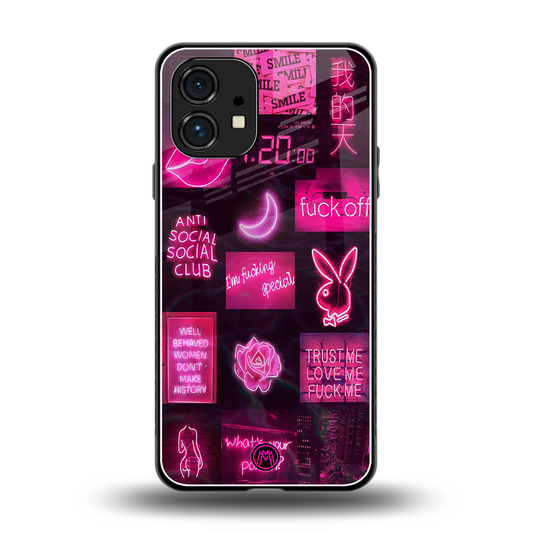 black pink aesthetic collage back phone cover | glass case for nothing phone 1