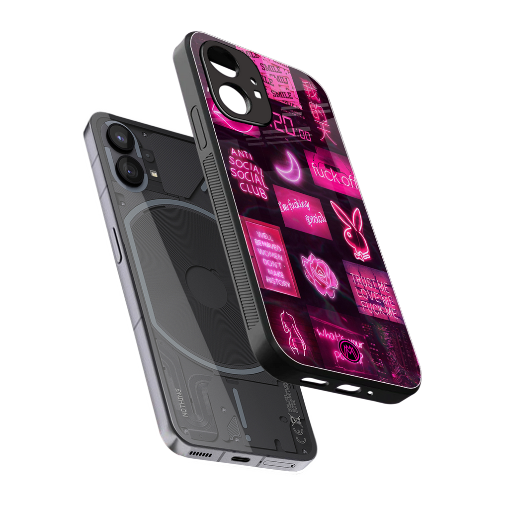 black pink aesthetic collage back phone cover | glass case for nothing phone 1