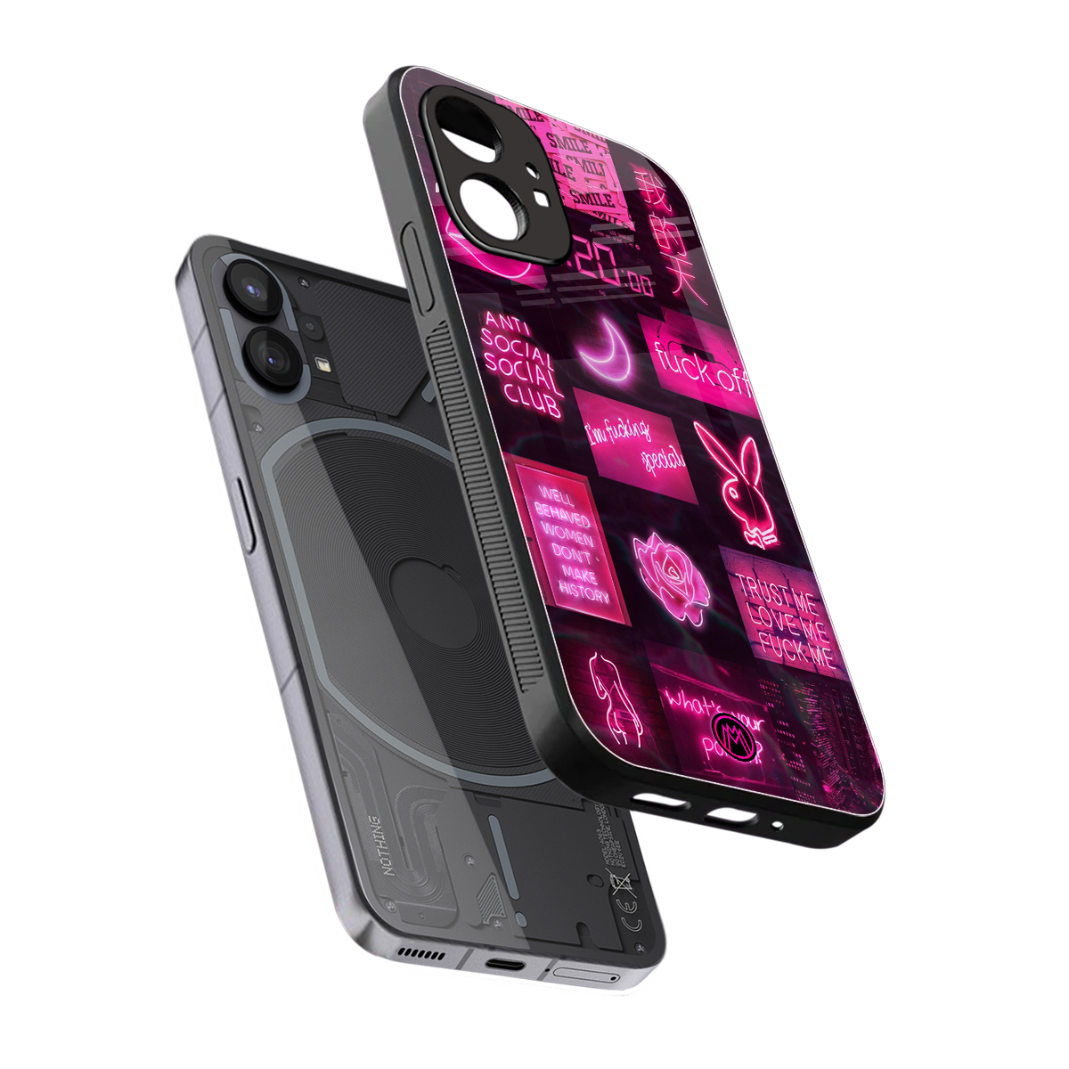 black pink aesthetic collage back phone cover | glass case for nothing phone 1