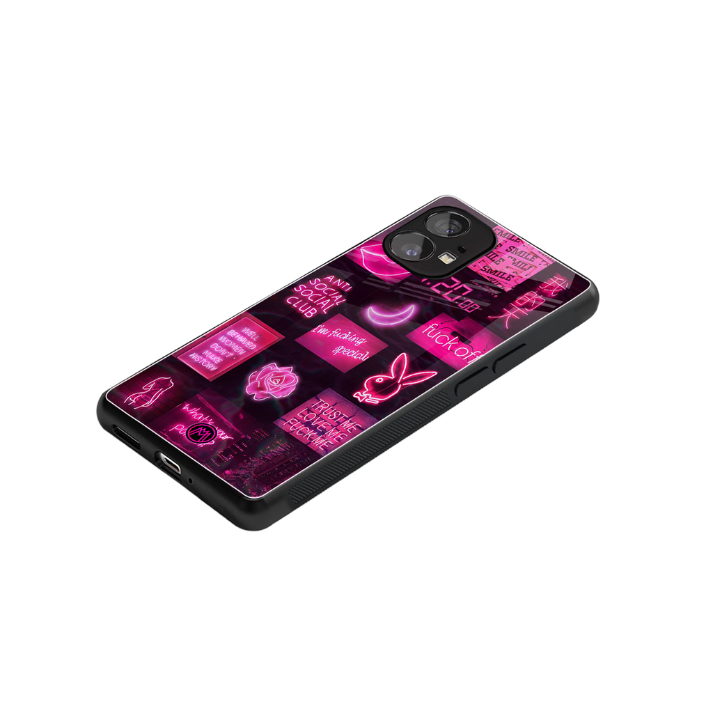 black pink aesthetic collage back phone cover | glass case for nothing phone 1