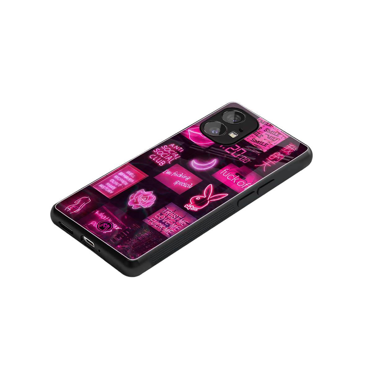 black pink aesthetic collage back phone cover | glass case for nothing phone 1