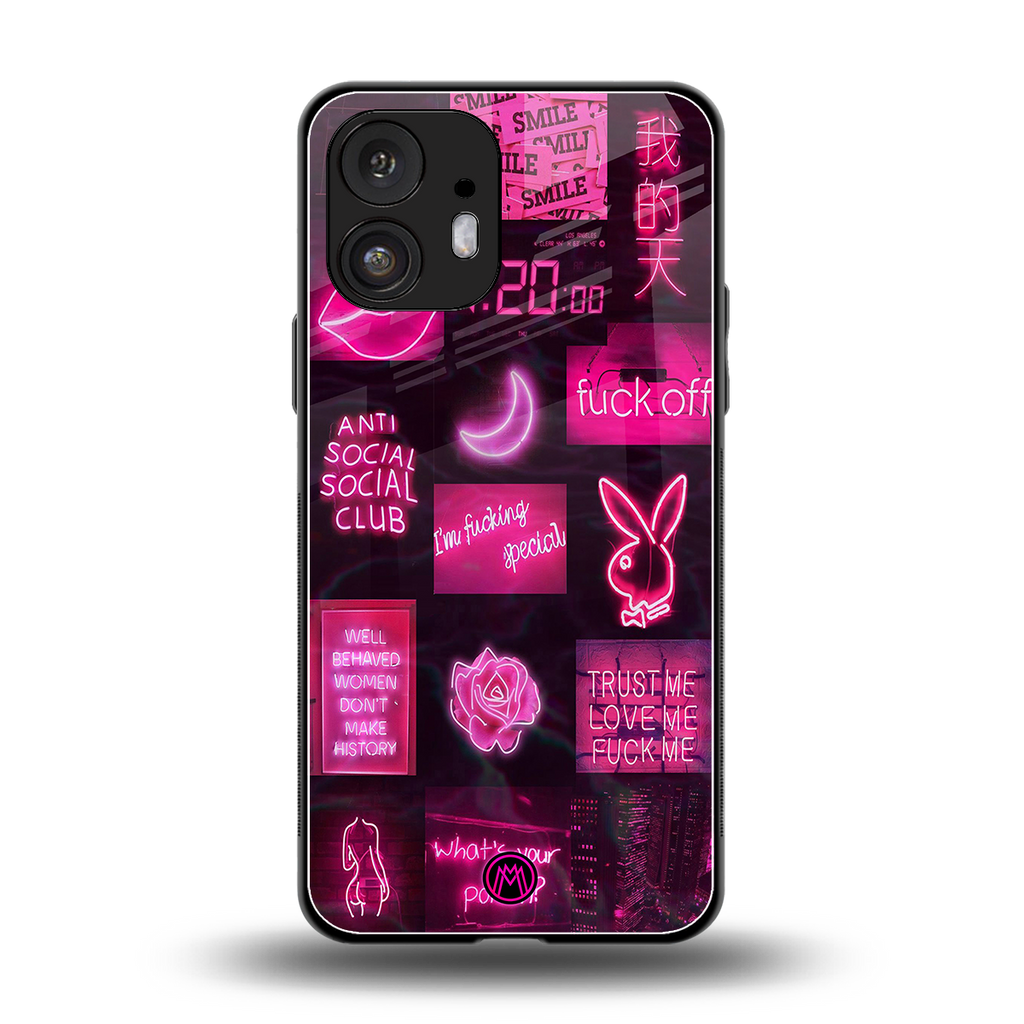 black pink aesthetic collage back phone cover | glass case for nothing phone 2