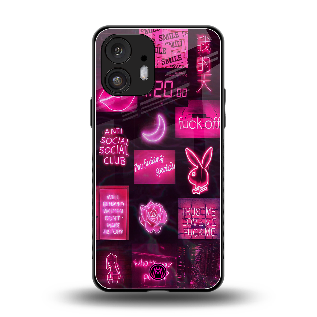 black pink aesthetic collage back phone cover | glass case for nothing phone 2