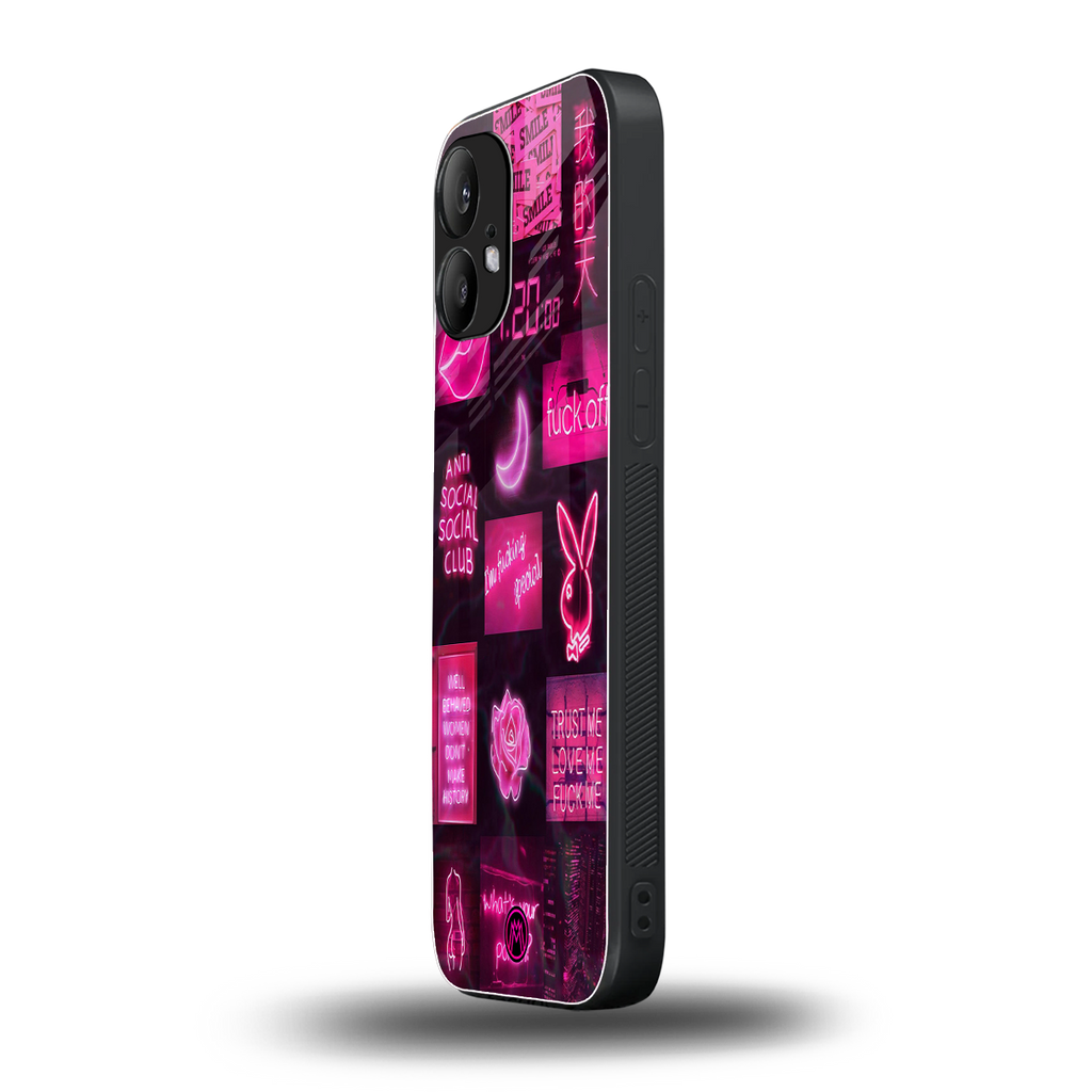 black pink aesthetic collage back phone cover | glass case for nothing phone 2