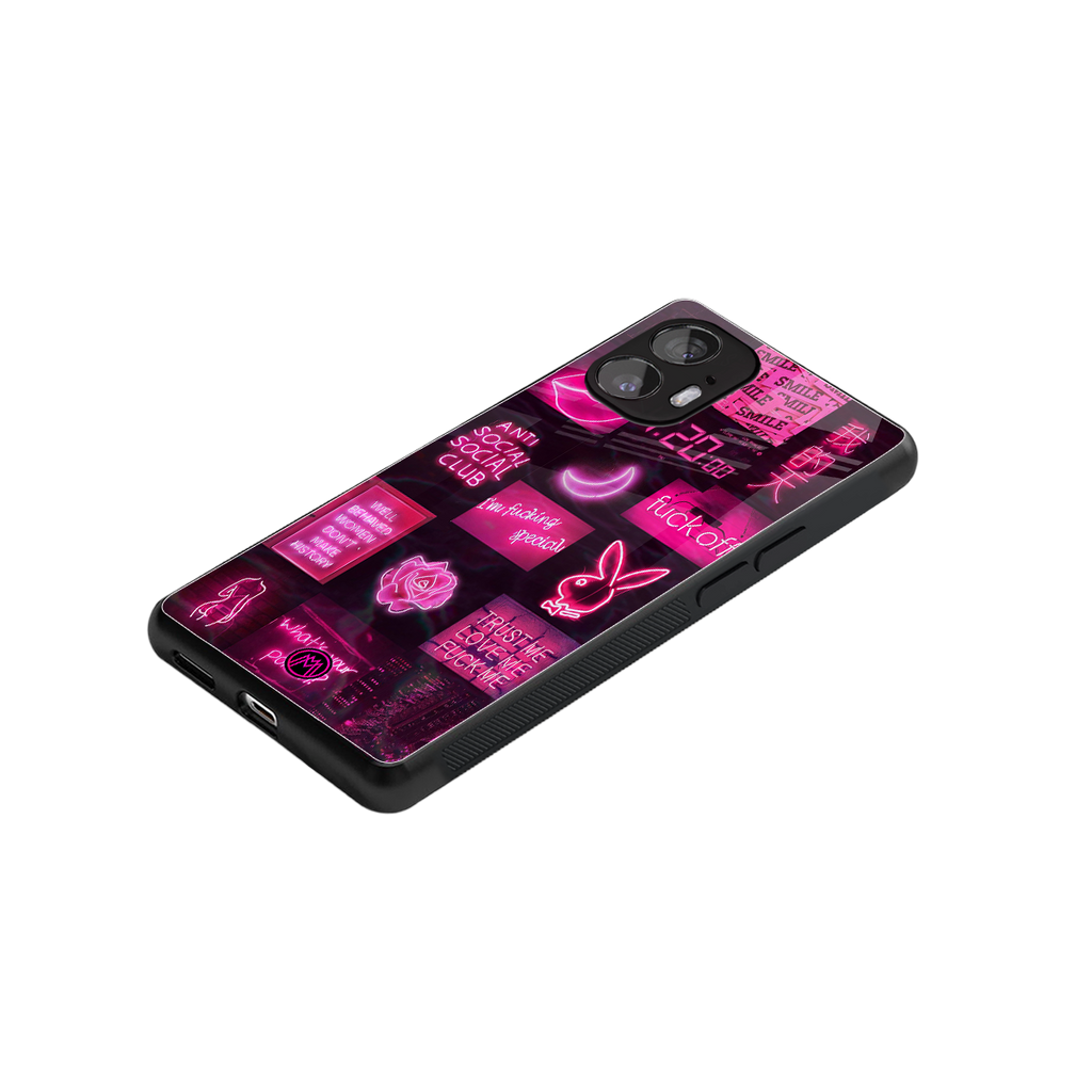 black pink aesthetic collage back phone cover | glass case for nothing phone 2