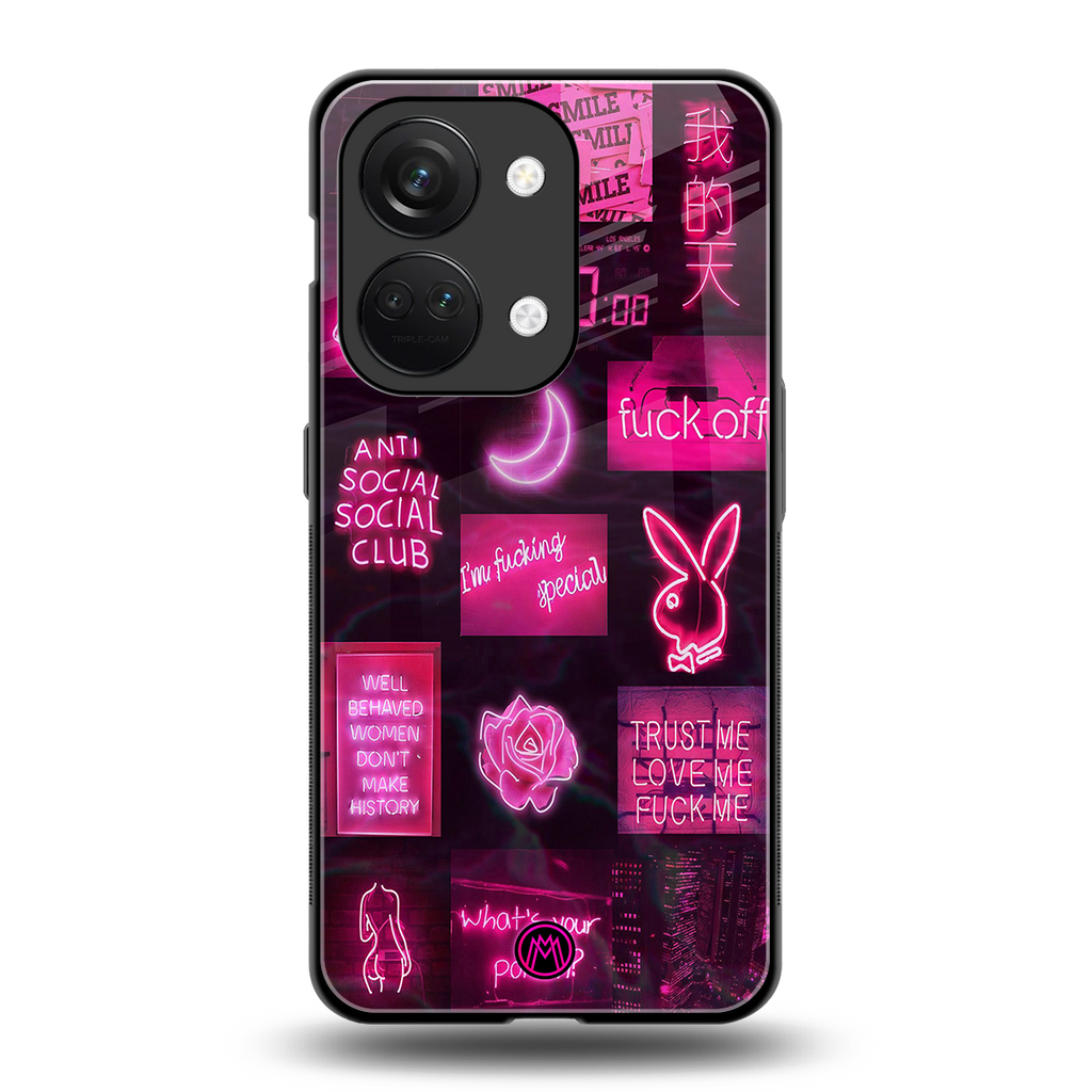 black pink aesthetic collage back phone cover | glass case for oneplus nord 3