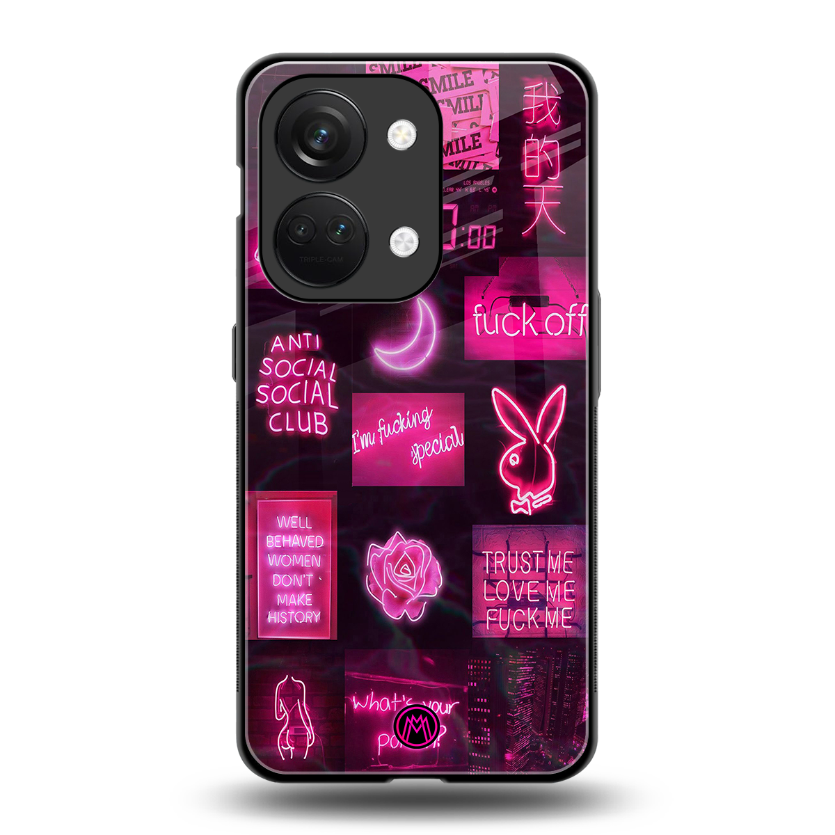 black pink aesthetic collage back phone cover | glass case for oneplus nord 3