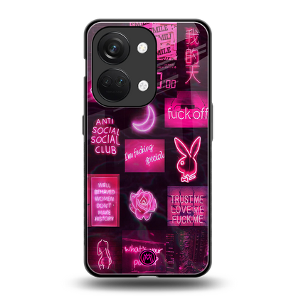 black pink aesthetic collage back phone cover | glass case for oneplus nord 3