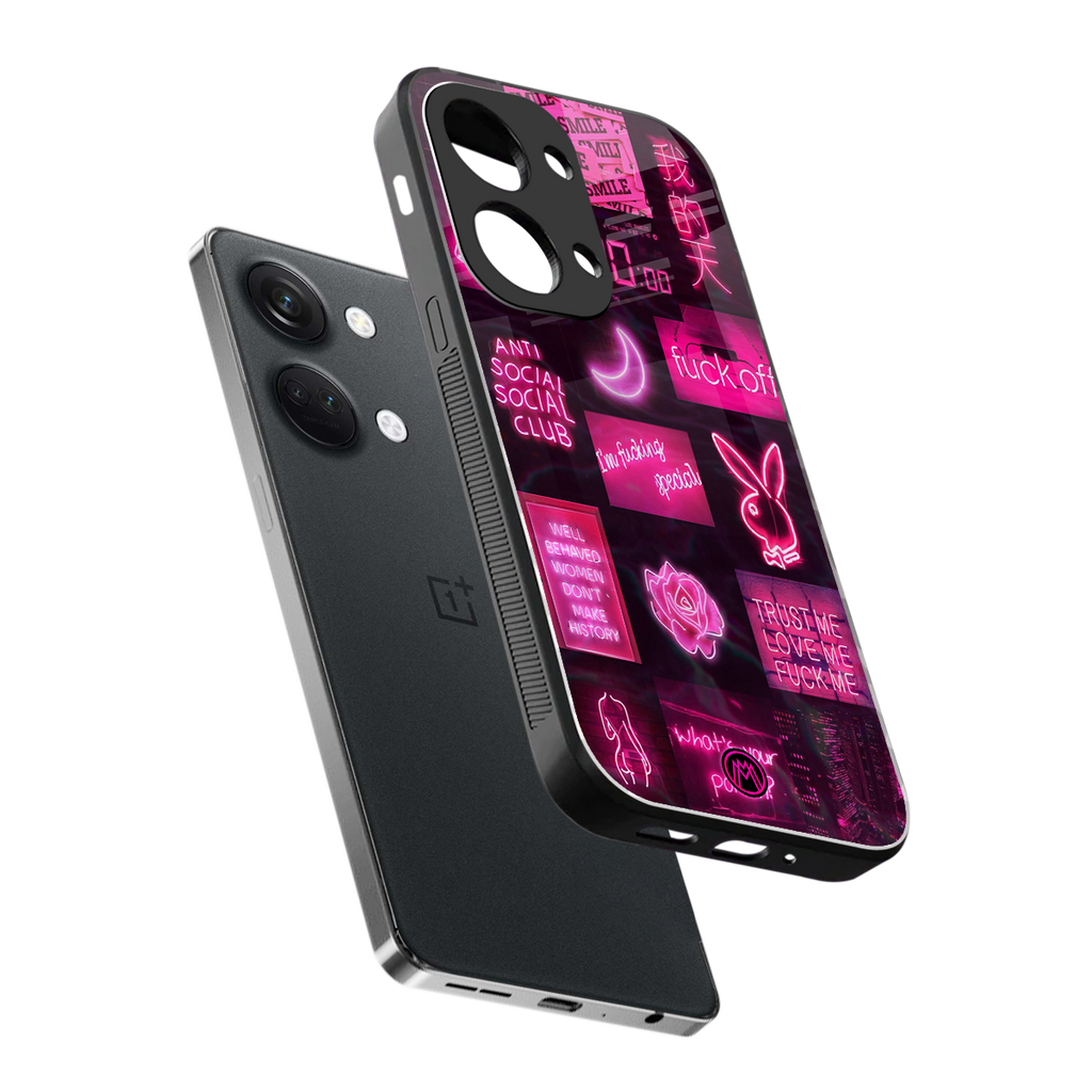 black pink aesthetic collage back phone cover | glass case for oneplus nord 3