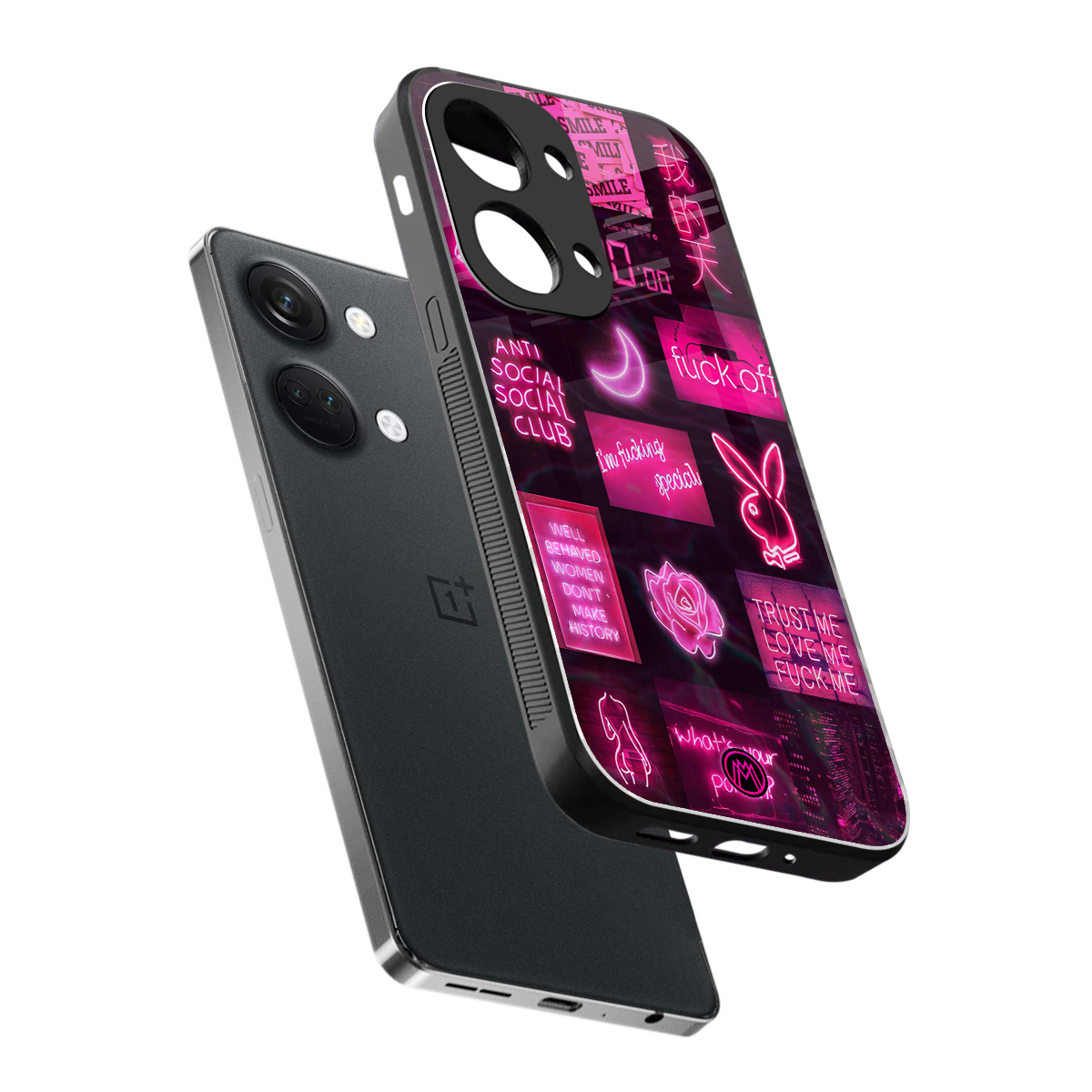 black pink aesthetic collage back phone cover | glass case for oneplus nord 3