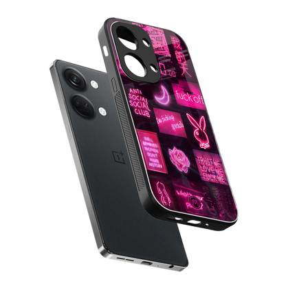 black pink aesthetic collage back phone cover | glass case for oneplus nord 3