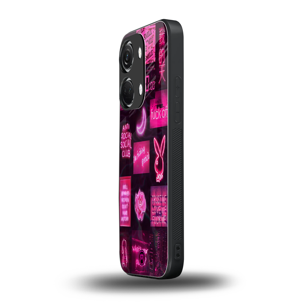 black pink aesthetic collage back phone cover | glass case for oneplus nord 3